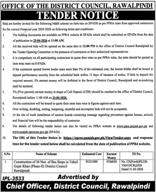 EXTENSION OF TIME FOR SUBMISSION OF PRE-QUALIFICATION DOCUMENTS - Government of Gilgit-Baltistan, Office of the Executive Engineer B&R Division C&WD Gilgit