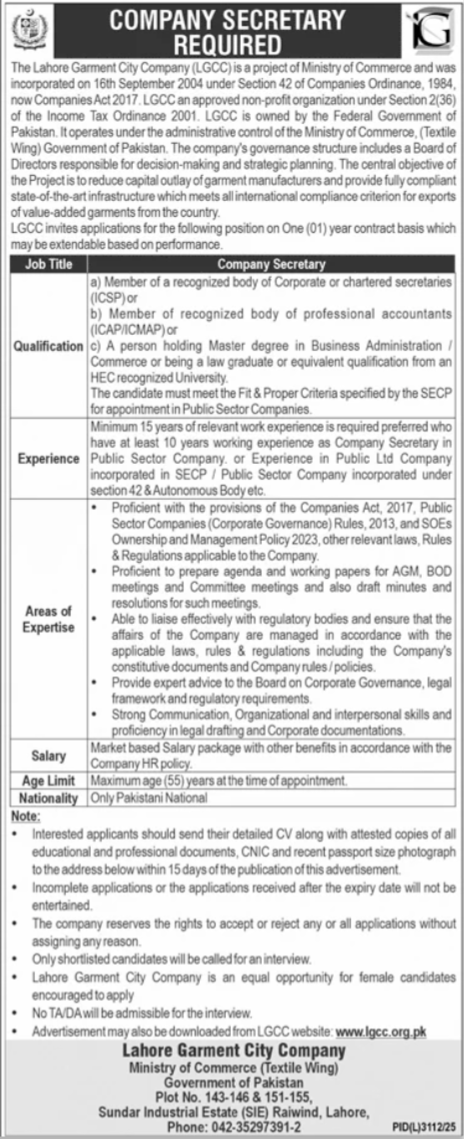 ompany Secretary. - Lahore