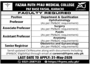 Professor  Associate Professor  Assistant Professor  Senior Registrar - Karachi