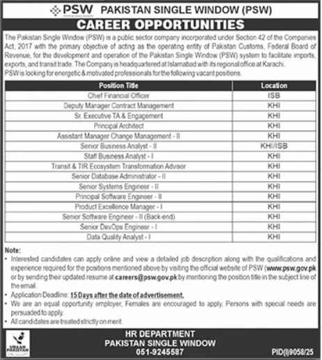 Professional vacancies in the public sector. - Islamabad
