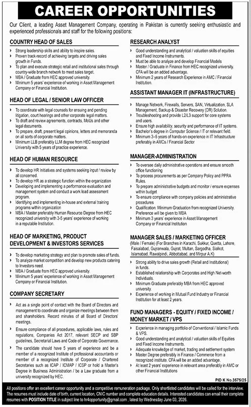 Asset Management Company Multiple Executive Jobs - Multiple Cities