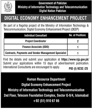 Digital Economy Enhancement Project DEEP Jobs - Islamabad