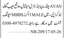 Male MBBS Doctor - AYAN Hospital - Karachi