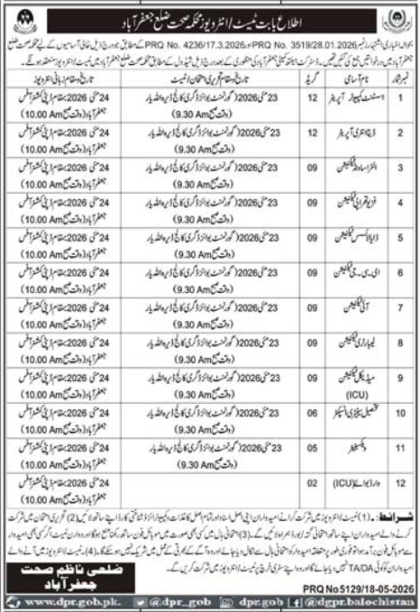 District Health Officer Jaffarabad - Medical Posts - Jaffarabad