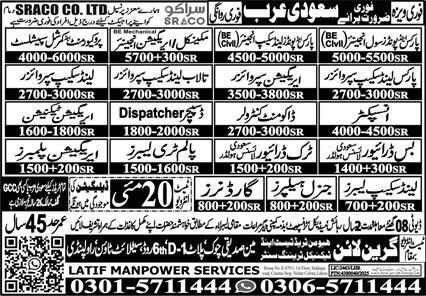 Saudi Arabia - SRACO CO LTD Multiple Posts - Saudi Arabia