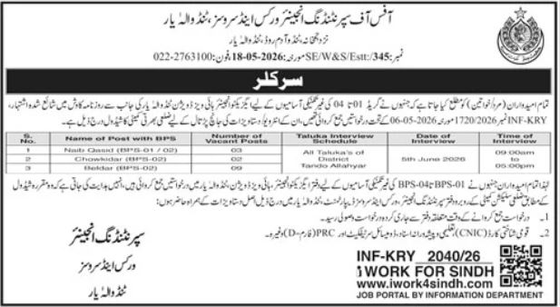 District Tando Allahyar - Naib Qasid/Chowkidar/Beldar - Tando Allahyar