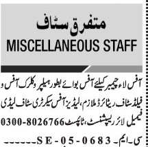 Office Miscellaneous Staff Required Lahore - Lahore