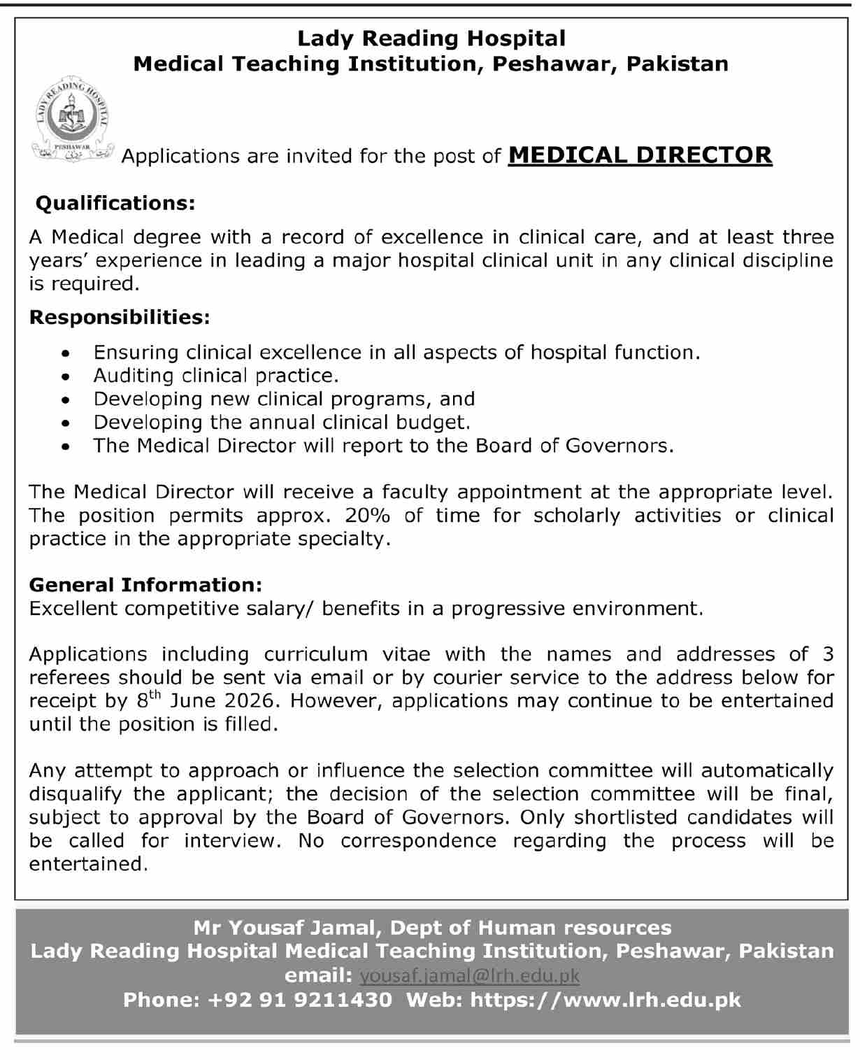 Lady Reading Hospital Peshawar - Medical Director - Peshawar
