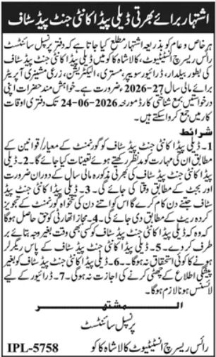 PTV Production Agency Staff Required 2026-27 - Not specified