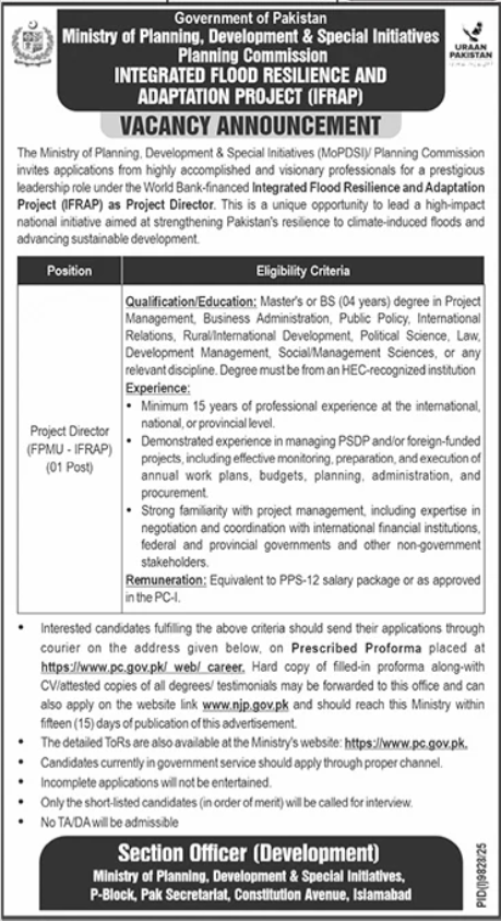 Project Director FPMU-IFRAP - Planning Commission - Islamabad