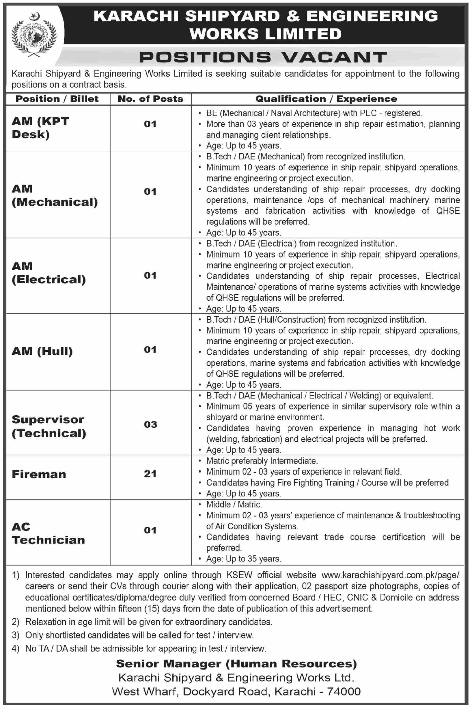 KSEW Technical Jobs Karachi - Karachi