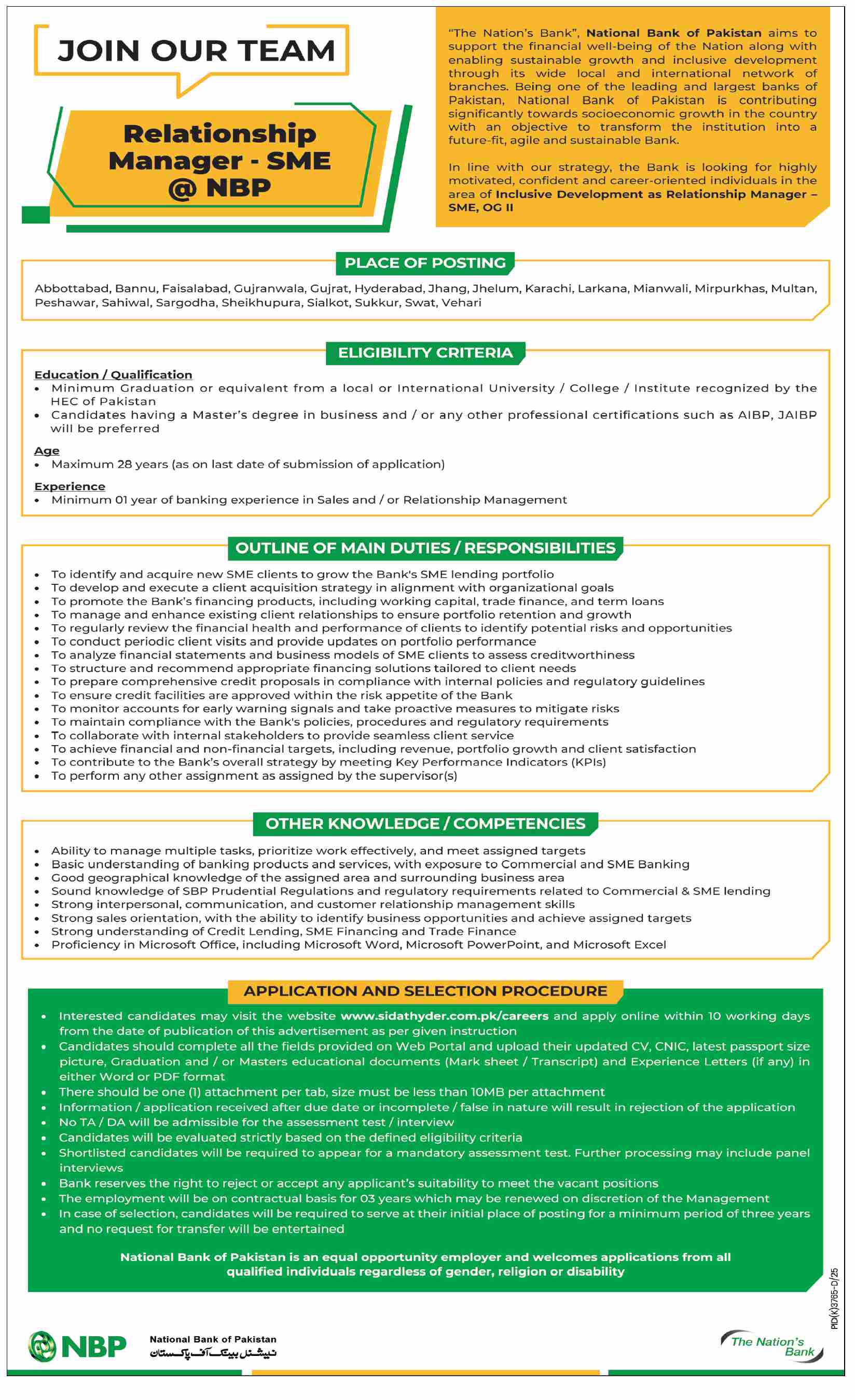 NBP Relationship Manager SME OG II Multiple Cities - Multiple Cities