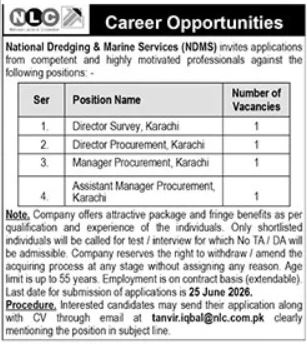 NDMS Director Survey Procurement Manager Assistant Manager Jobs Karachi - Karachi