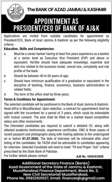 President CEO Bank of Azad Jammu and Kashmir Muzaffarabad - Muzaffarabad