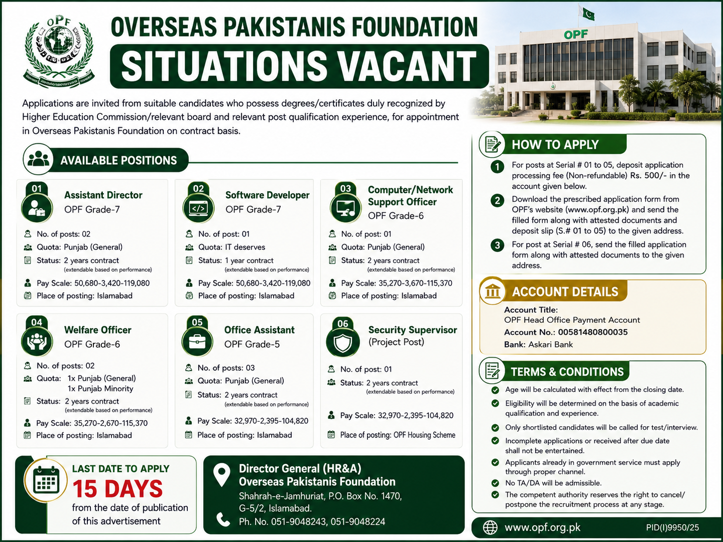 Multiple Posts Overseas Pakistanis Foundation Islamabad - Islamabad
