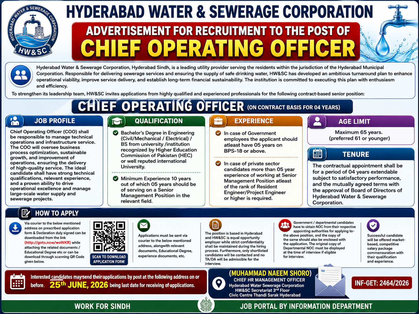 Hyderabad Water and Sewerage Corporation Chief Operating Officer Jobs Hyderabad - Hyderabad