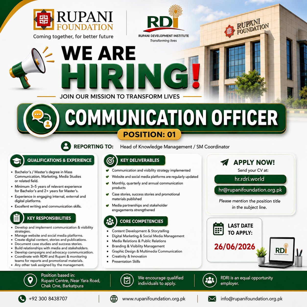 Communication Officer Rupani Foundation Barkatpura - Barktapura