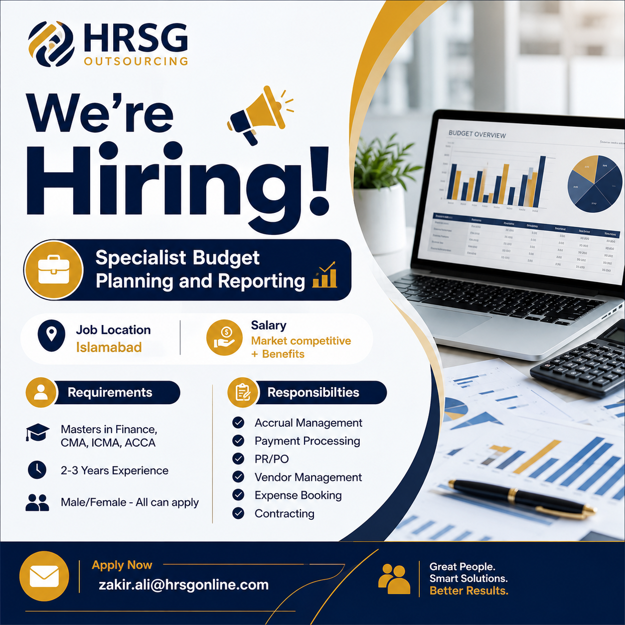 Specialist Budget Planning and Reporting HRSG Outsourcing - Islamabad