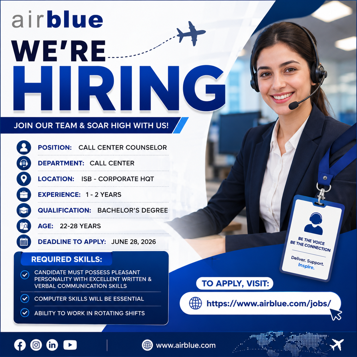 Call Center Counselor airblue - Islamabad