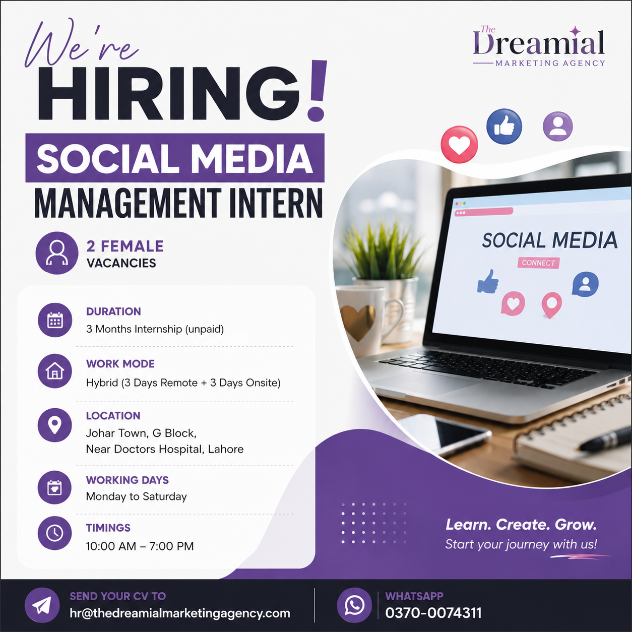 Social Media Management Intern The Dreamial Marketing Agency - Lahore