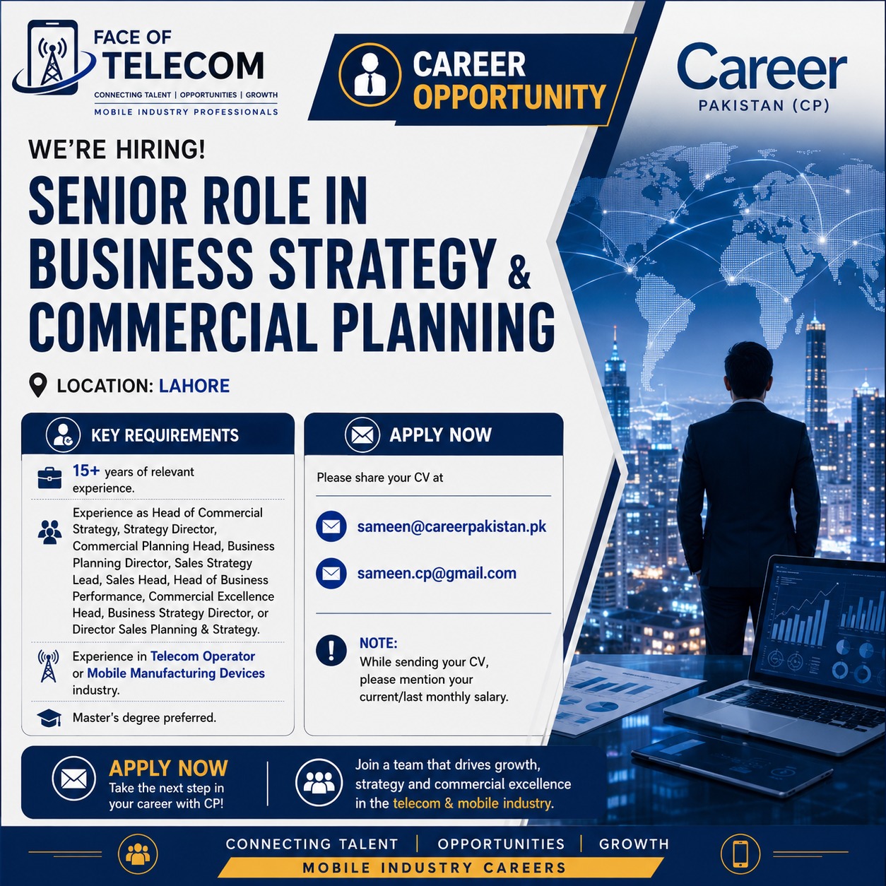 Senior Role in Business Strategy & Commercial Planning Career Pakistan - Lahore