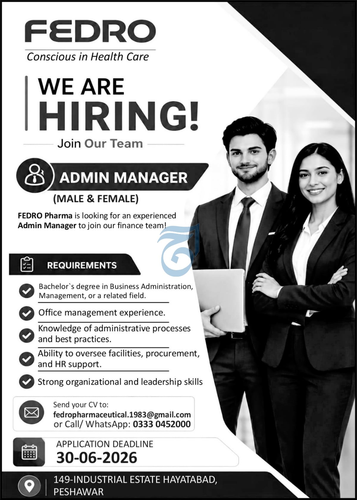 Admin Manager Fedro Pharma - Peshawar