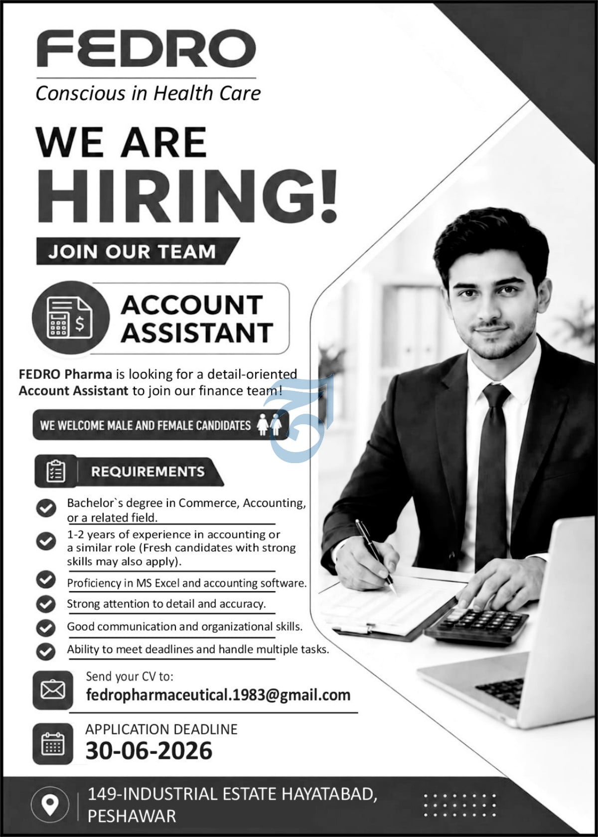 Account Assistant Fedro Pharma - Peshawar