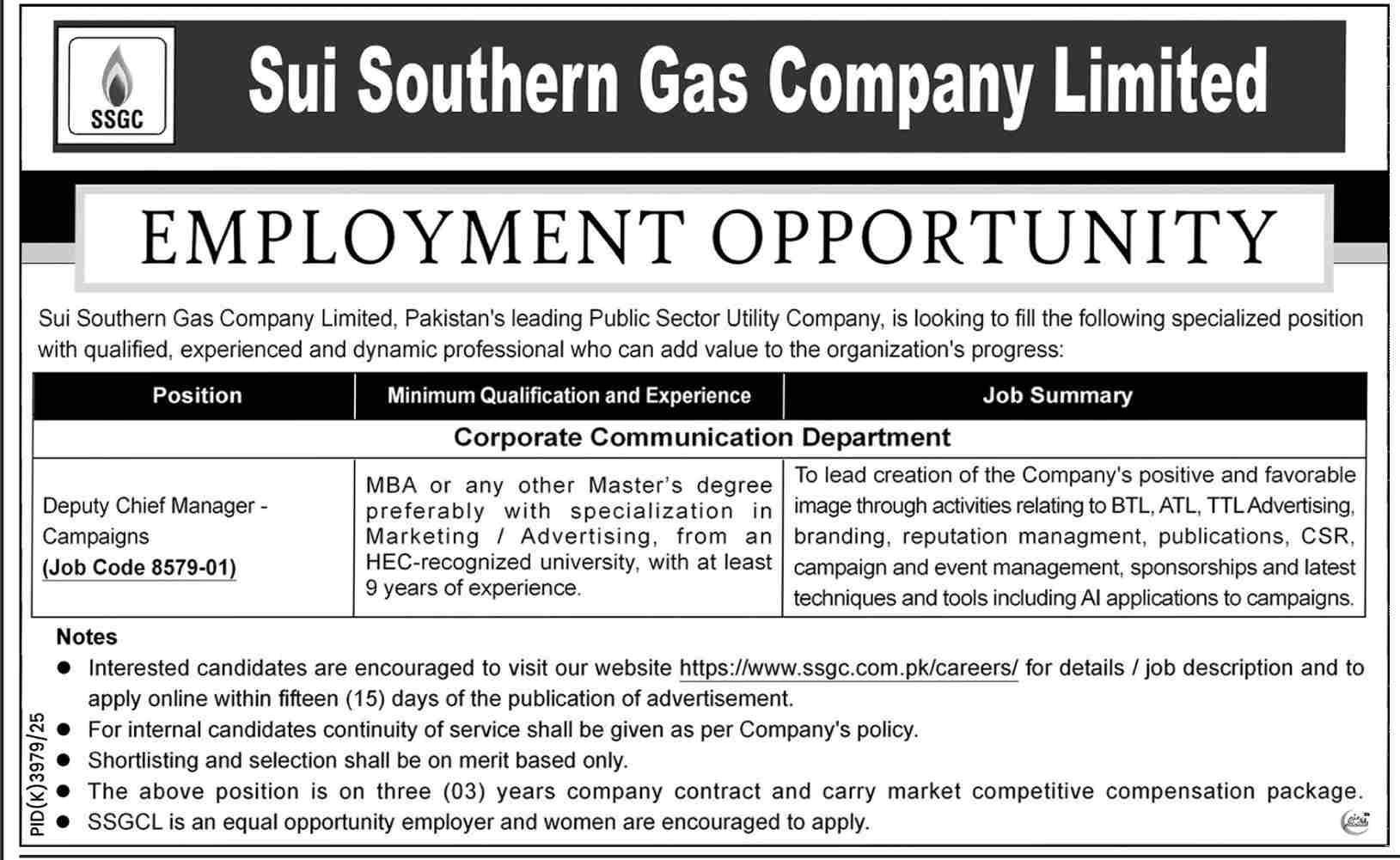 Deputy Chief Manager - Campaigns - Karachi