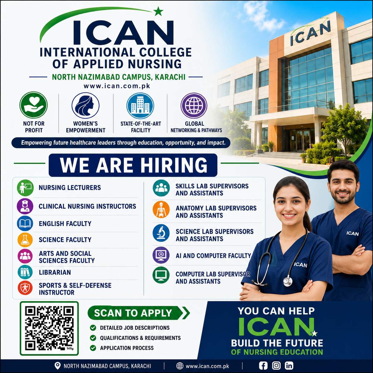 ICAN Nursing Education Faculty & Staff Hiring - Karachi