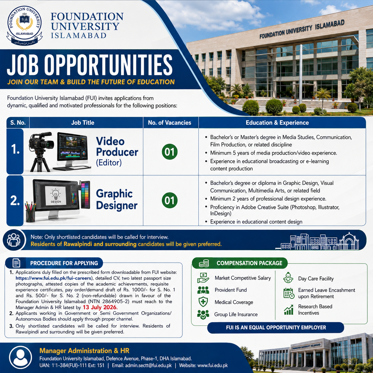 Video Producer Editor & Graphic Designer Foundation University Islamabad - Islamabad