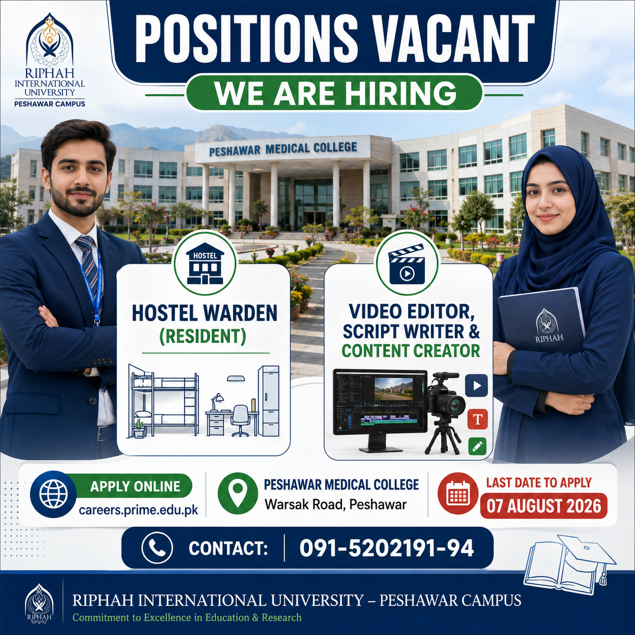 Hostel Warden Video Editor Script Writer & Content Creator Riphah International University - Peshawar