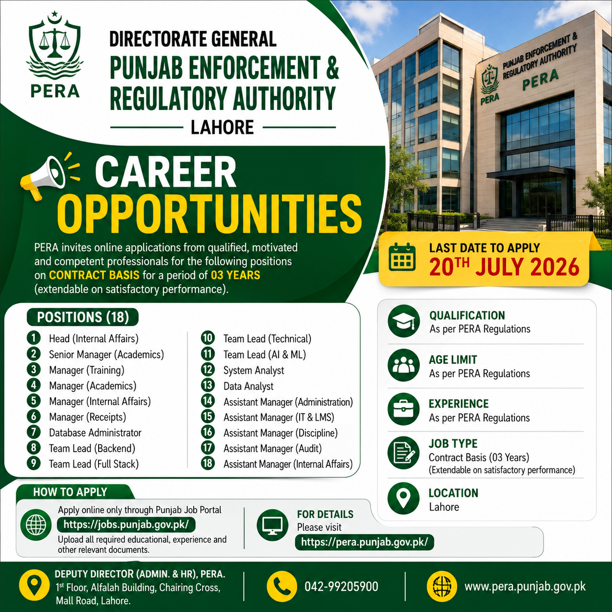 Head (Internal Affairs) / Senior Manager (Academics) / Manager (Training) - Lahore