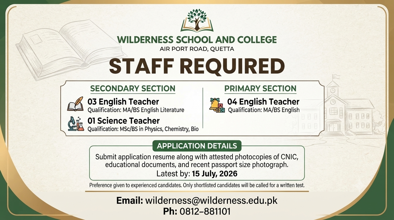 English Teacher / Science Teacher - Quetta