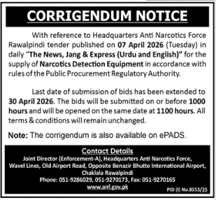 Supply of Narcotics Detection Equipment