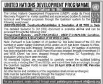 UNDP-PAK-00430-1-2025: Construction and Rehabilitation & Solarization of WSIS in Dadu