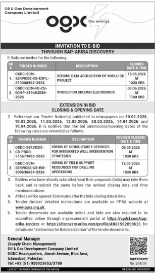Spares for Ground Electronics - Oil & Gas Development Company Limited (OGDCL)