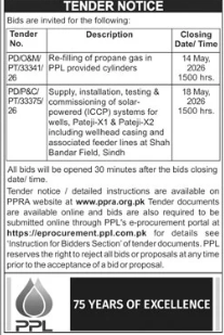 Re-filling of propane gas in PPL provided cylinders - Pakistan Petroleum Limited (PPL)