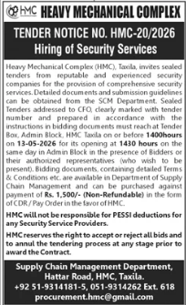 Hiring of Security Services - Heavy Mechanical Complex, Taxila