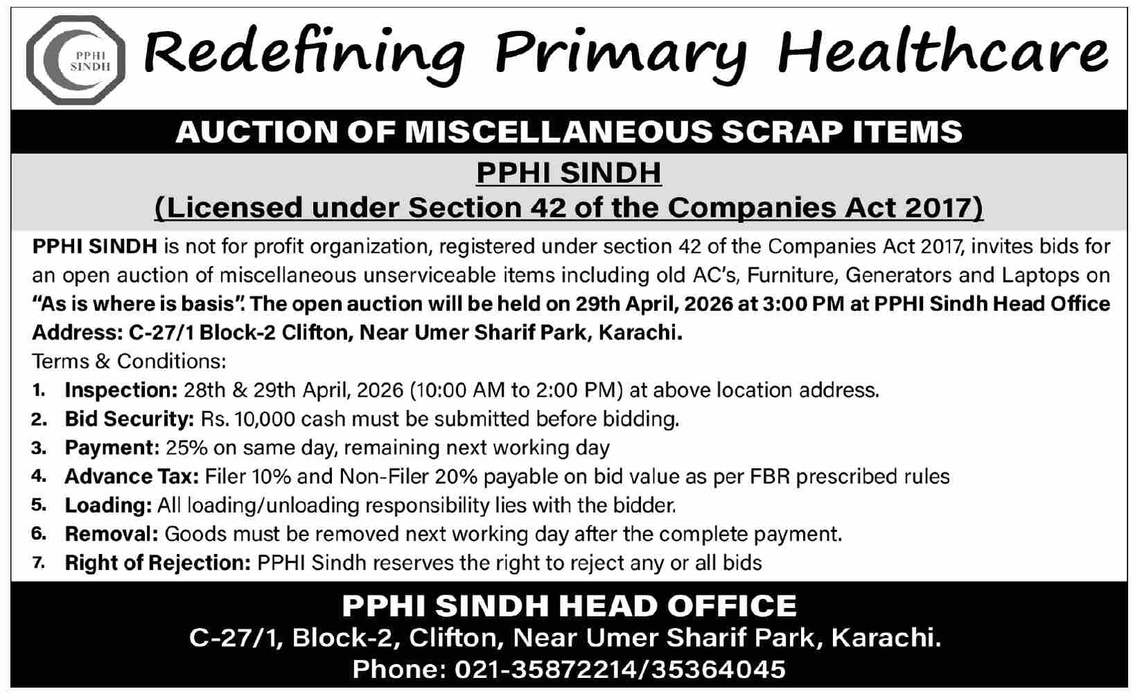 AUCTION OF MISCELLANEOUS SCRAP ITEMS