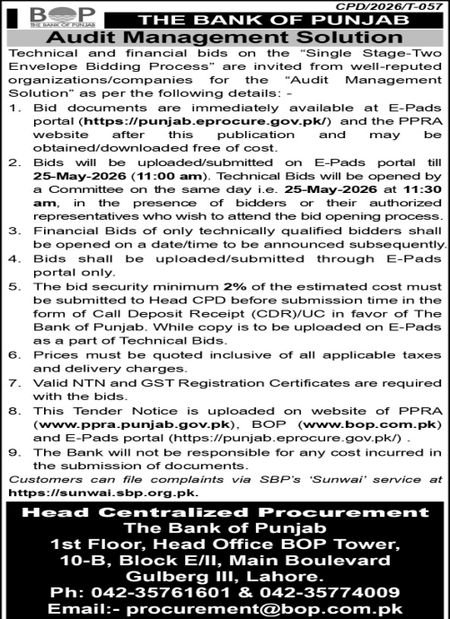 Audit Managemet Solution - The Bank of Punjab