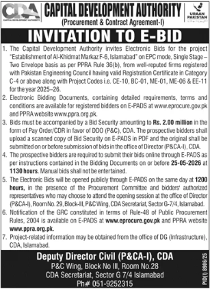 Establishment of Al-Khidmat Markaz F-6, Islamabad - CDA