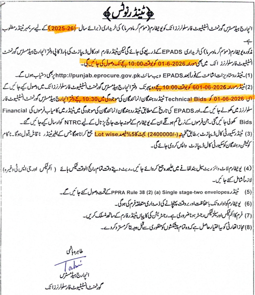 Procurement of Centralized Air Conditioning System (HVAC) for New Building of Mayo Hospital Lahore - Specialized Healthcare & Medical Education Department