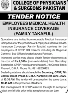 Employees Medical Health Insurance Coverage (Family Takaful) - College of Physicians & Surgeons Pakistan (CPSP)