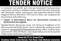 Tender for provision of information boxes for information sessions - NGO - A national non-profit and non-governmental humanitarian organization