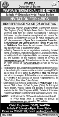 Procurement of spare parts for protection, instrumentation and control system of Tarbela 4th Extension HPP - WAPDA - Tarbela 4th Extension Hydel Power Station