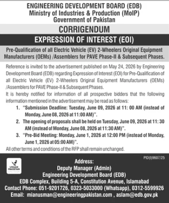 Corrigendum - Pre-qualification of EV 2-wheelers OEMs Phase-II