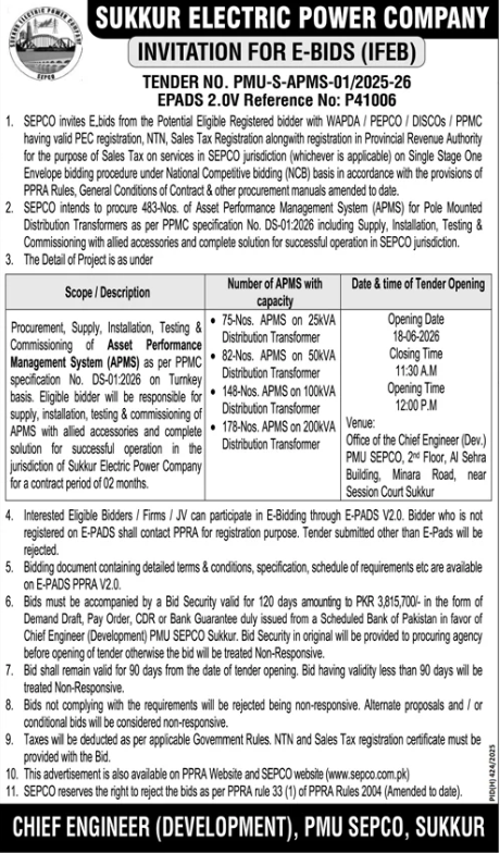 Asset Performance Management System for pole mounted transformers - Sukkur Electric Power Company (SEPCO)