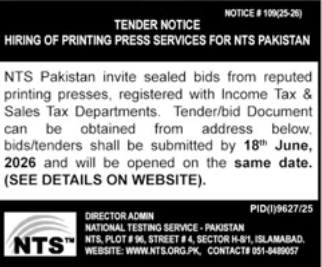 Printing Press Services for NTS