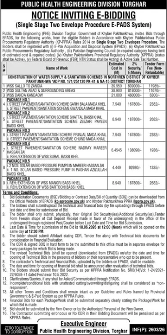 Water Supply & Sanitation Schemes - PHE Torghar - Public Health Engineering Division, Torghar