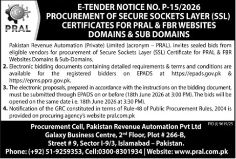 SSL Certificates for PRAL & FBR Websites